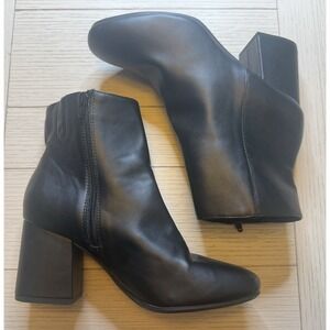 NWT‎ A New Day Black Celeste Ankle Boots W/ Zip & 3" Block Heel. Faux. Sz 10